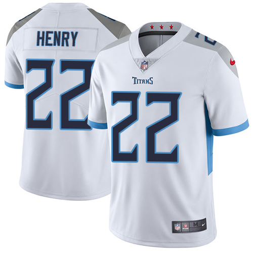 Nike Titans #22 Derrick Henry White Men's Stitched NFL Vapor Untouchable Limited Jersey - Click Image to Close